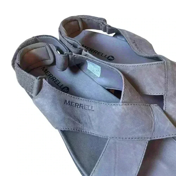 Merrell Around Town Sunvue Leather Strap Sandals in Stone Size 7 Comfort Shoes - Picture 2 of 11